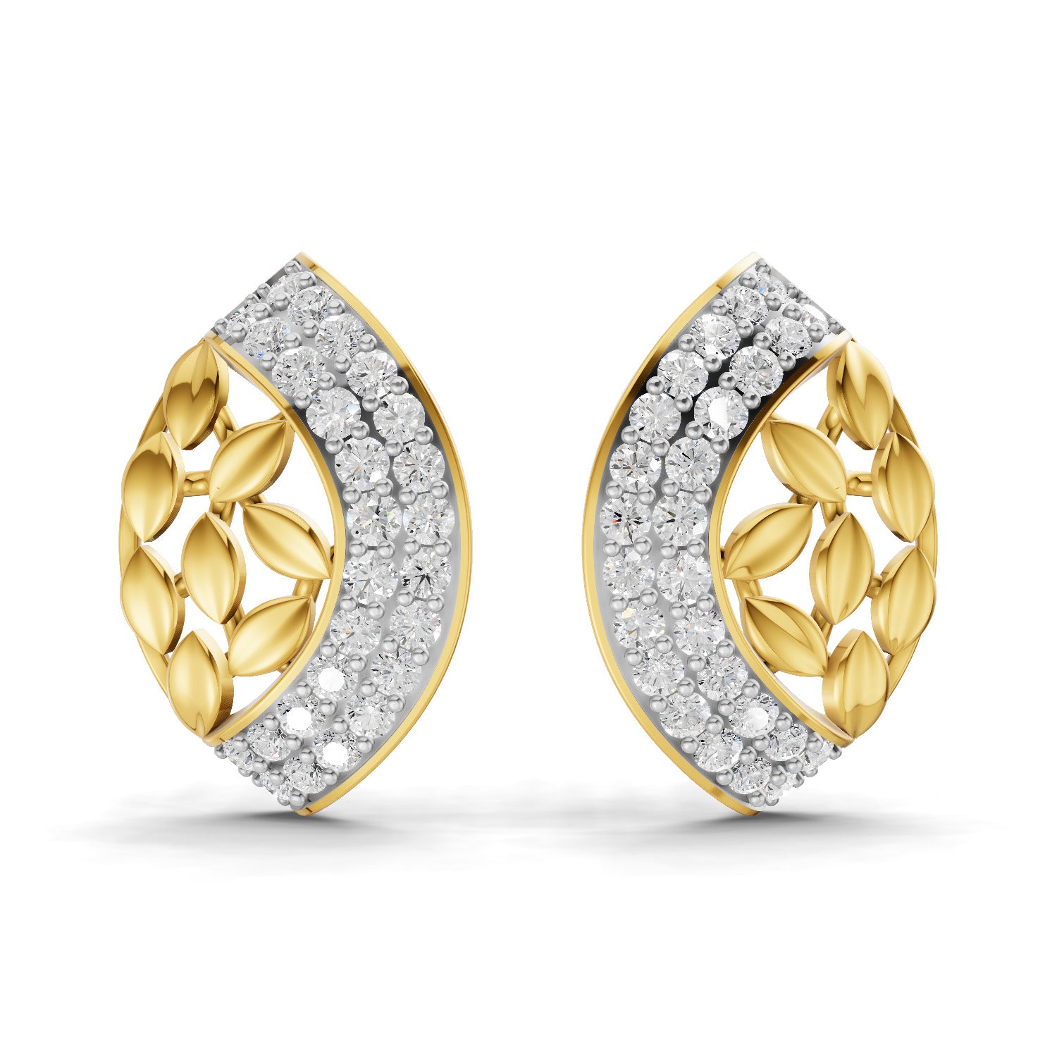 Lab Grown Diamond Earrings 0.75 Carat IGI Certified Round Shape F-G VS | 925 Sterling Silver Gold Plated Fashion Earrings