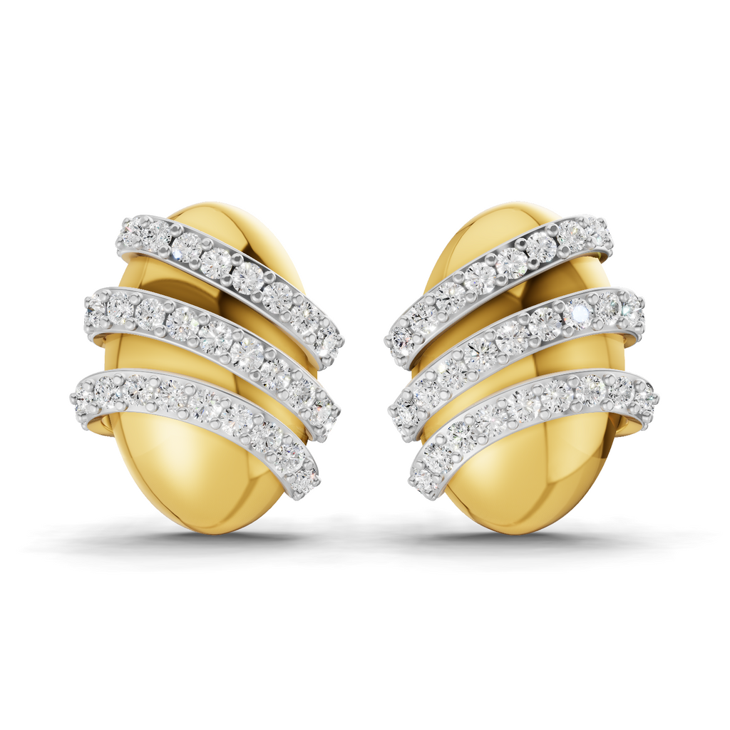 Lab Grown Diamond Earrings 0.72 Carat IGI Certified Round Shape 925 Sterling Silver Gold Plated Pave Stud Earrings