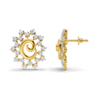 Lab Grown Diamond Earrings 0.56 Carat IGI Certified Round Shape 925 Sterling Silver Gold Plated Leaf and Ball Earrings