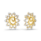 Lab Grown Diamond Earrings 0.56 Carat IGI Certified Round Shape 925 Sterling Silver Gold Plated Leaf and Ball Earrings