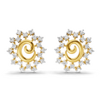 Lab Grown Diamond Earrings 0.56 Carat IGI Certified Round Shape 925 Sterling Silver Gold Plated Leaf and Ball Earrings