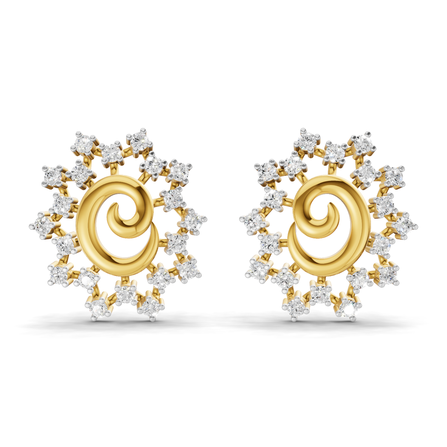 Lab Grown Diamond Earrings 0.56 Carat IGI Certified Round Shape 925 Sterling Silver Gold Plated Leaf and Ball Earrings