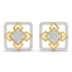 Lab Grown Diamond Earrings 0.89 Carat IGI Certified Round Shape F-G VS Quality | 925 Sterling Silver Gold Plated Square Diamond Studs Earrings