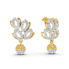 Lab Grown Diamond Earrings 1.62 Carat IGI Certified Round Shape 925 Sterling Silver Gold Plated Leaf and Ball Earrings