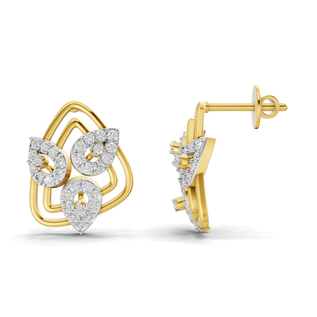 Lab Grown Diamond Earrings 0.61 Carat IGI Certified Round Shape F-G VS | 925 Sterling Silver Gold Plated Fashion Earrings