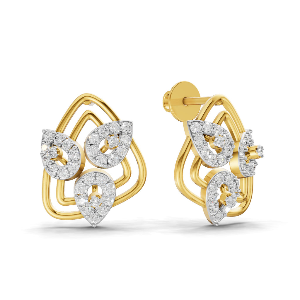 Lab Grown Diamond Earrings 0.61 Carat IGI Certified Round Shape F-G VS | 925 Sterling Silver Gold Plated Fashion Earrings