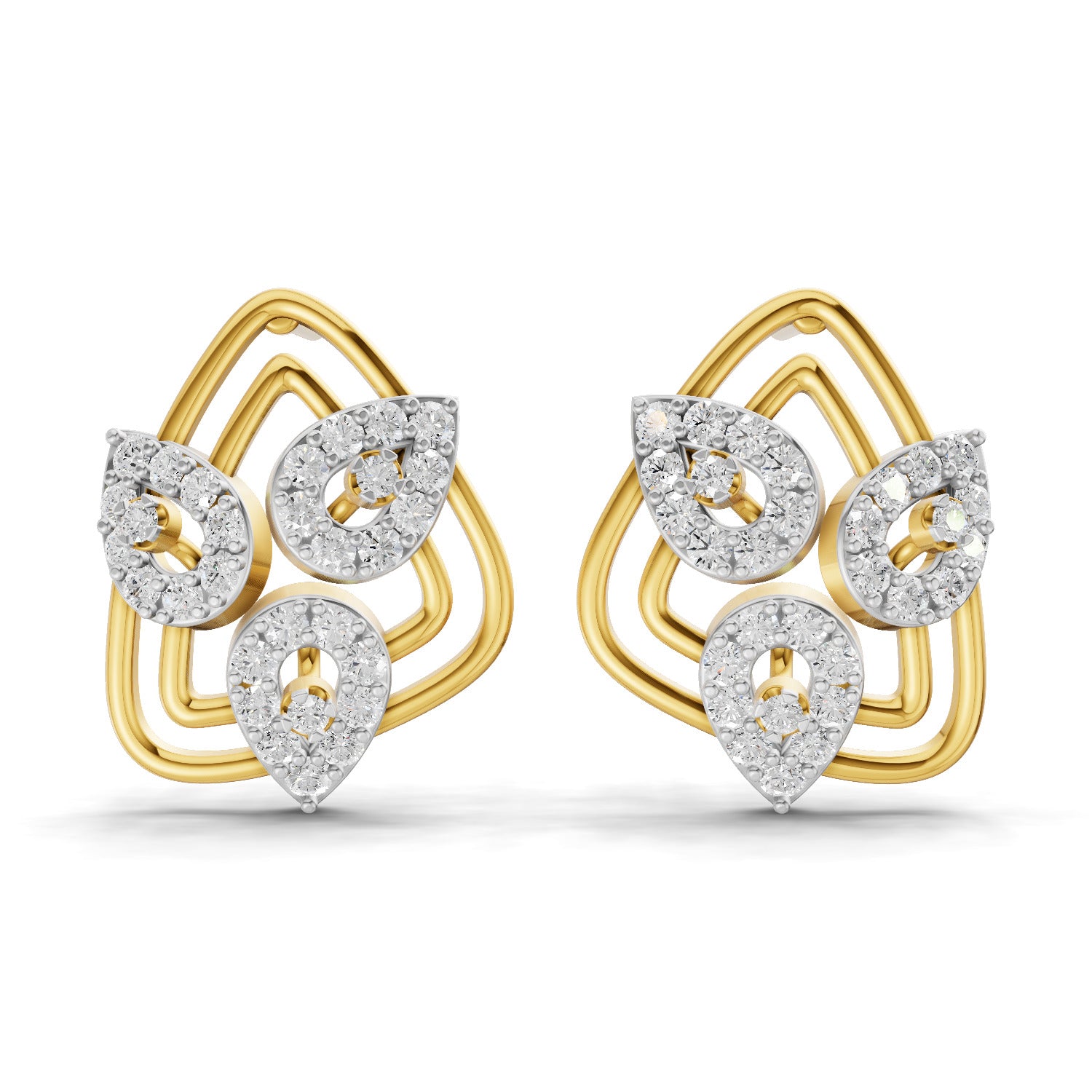 Lab Grown Diamond Earrings 0.61 Carat IGI Certified Round Shape F-G VS | 925 Sterling Silver Gold Plated Fashion Earrings