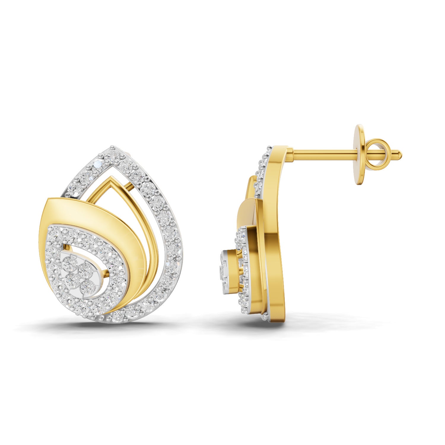 Lab Grown Diamond Earrings 0.68 Carat IGI Certified Round Shape F-G VS | 925 Sterling Silver Gold Plated Fashion Earrings