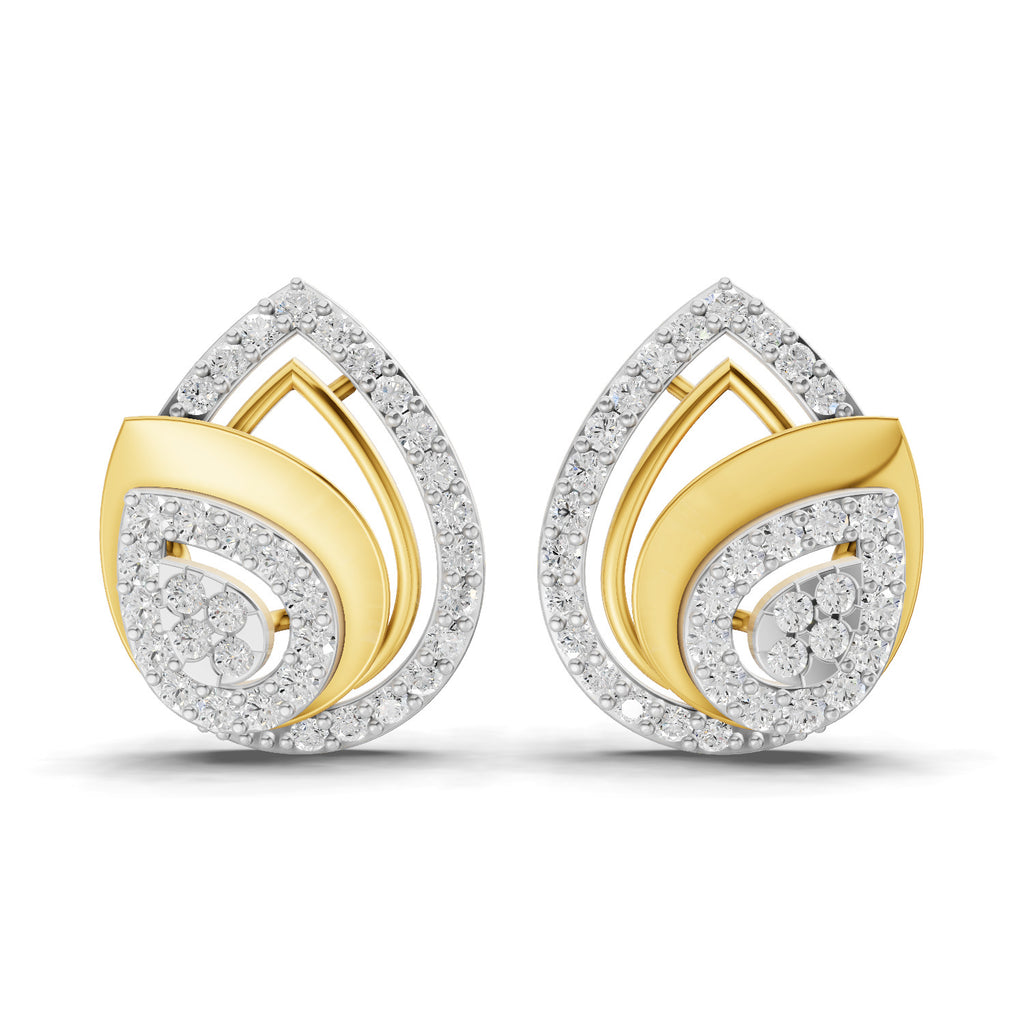 Lab Grown Diamond Earrings 0.68 Carat IGI Certified Round Shape F-G VS | 925 Sterling Silver Gold Plated Fashion Earrings