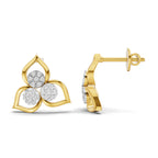 Lab Grown Diamond Earrings 0.31 Carat IGI Certified Round Shape F-G VS | 925 Sterling Silver Gold Plated Floral Cluster Stud Earrings