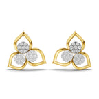 Lab Grown Diamond Earrings 0.31 Carat IGI Certified Round Shape F-G VS | 925 Sterling Silver Gold Plated Floral Cluster Stud Earrings