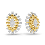 Lab Grown Diamond Earrings 0.44 Carat IGI Certified Round Shape 925 Sterling Silver Gold Plated Two-Tone Floral Cluster Stud Earrings