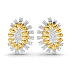 Lab Grown Diamond Earrings 0.44 Carat IGI Certified Round Shape 925 Sterling Silver Gold Plated Two-Tone Floral Cluster Stud Earrings