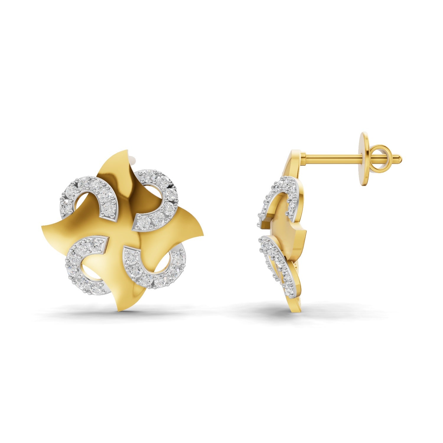 Lab Grown Diamond Earrings 0.58 Carat IGI Certified Round Shape F-G VS | 925 Sterling Silver Gold Plated Fashion Earrings