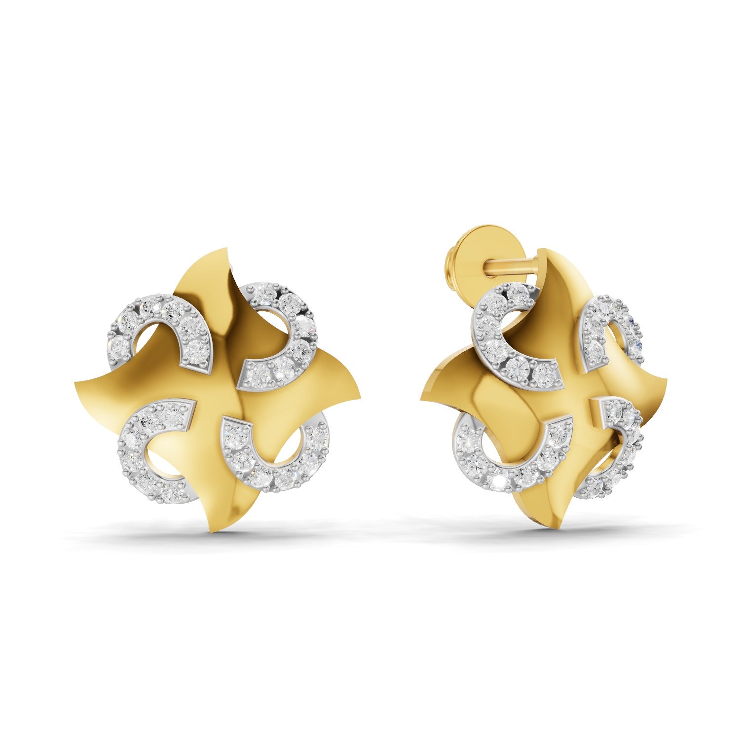 Lab Grown Diamond Earrings 0.58 Carat IGI Certified Round Shape F-G VS | 925 Sterling Silver Gold Plated Fashion Earrings