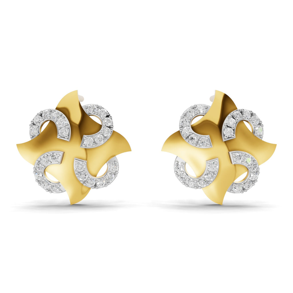 Lab Grown Diamond Earrings 0.58 Carat IGI Certified Round Shape F-G VS | 925 Sterling Silver Gold Plated Fashion Earrings