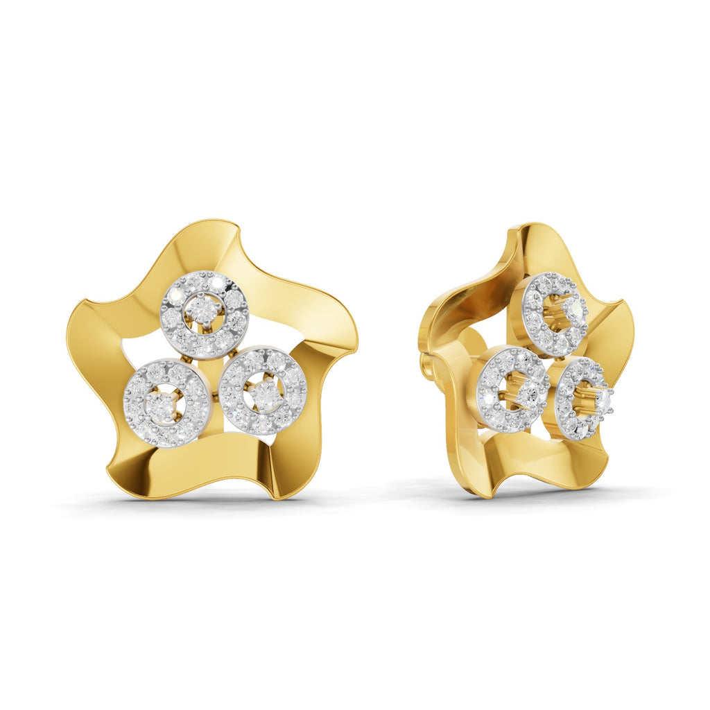 Lab Grown Diamond Earrings 0.61 Carat IGI Certified Round Shape F-G VS | 925 Sterling Silver Gold Plated Star Earrings