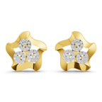 Lab Grown Diamond Earrings 0.61 Carat IGI Certified Round Shape F-G VS | 925 Sterling Silver Gold Plated Star Earrings