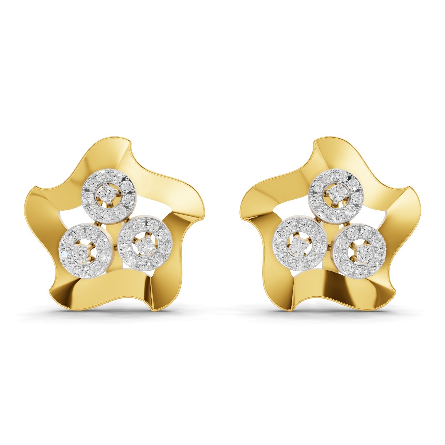 Lab Grown Diamond Earrings 0.61 Carat IGI Certified Round Shape F-G VS | 925 Sterling Silver Gold Plated Star Earrings