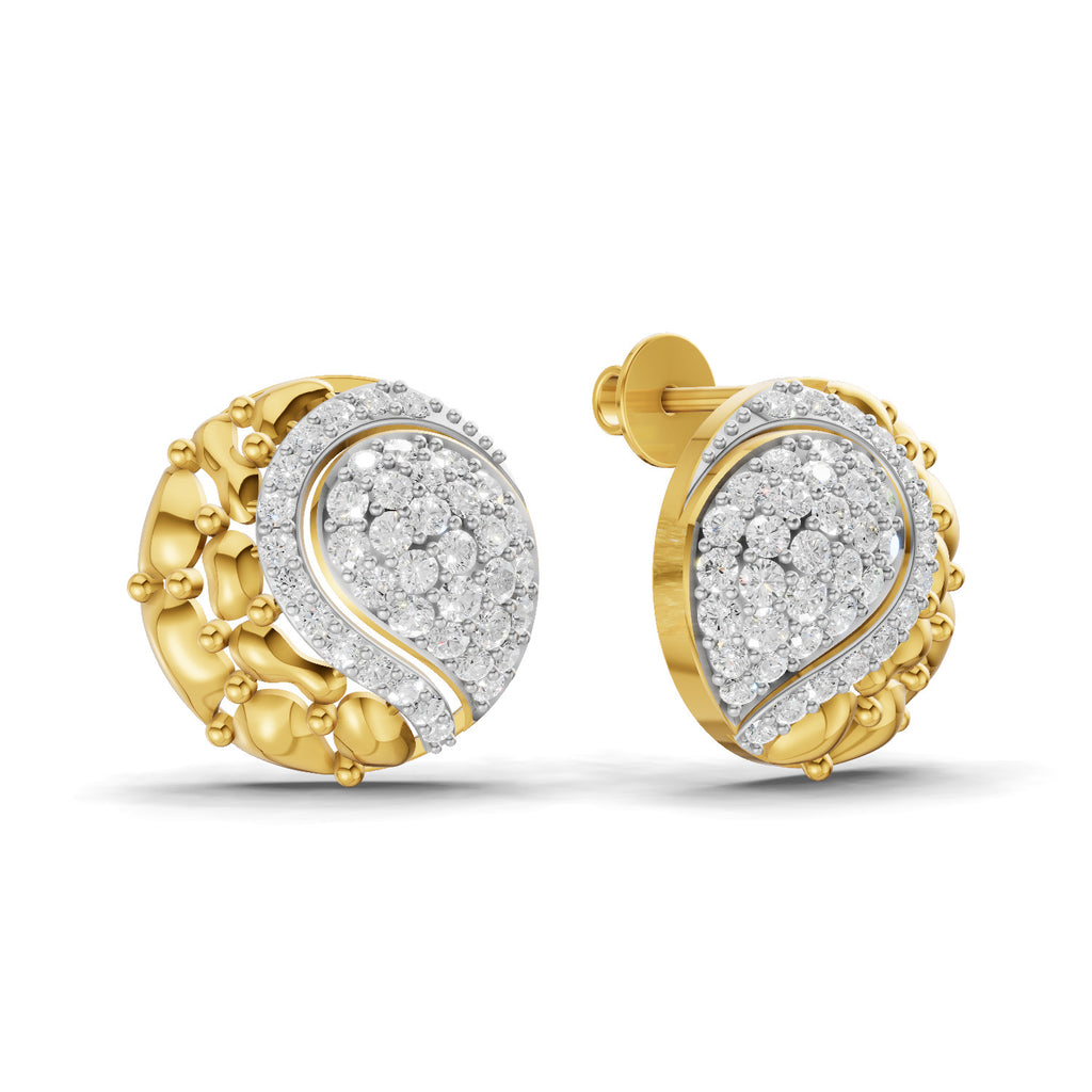 Lab Grown Diamond Earrings 1.02 Carat IGI Certified Round Shape F-G VS | 925 Sterling Silver Gold Plated Fashion Earrings