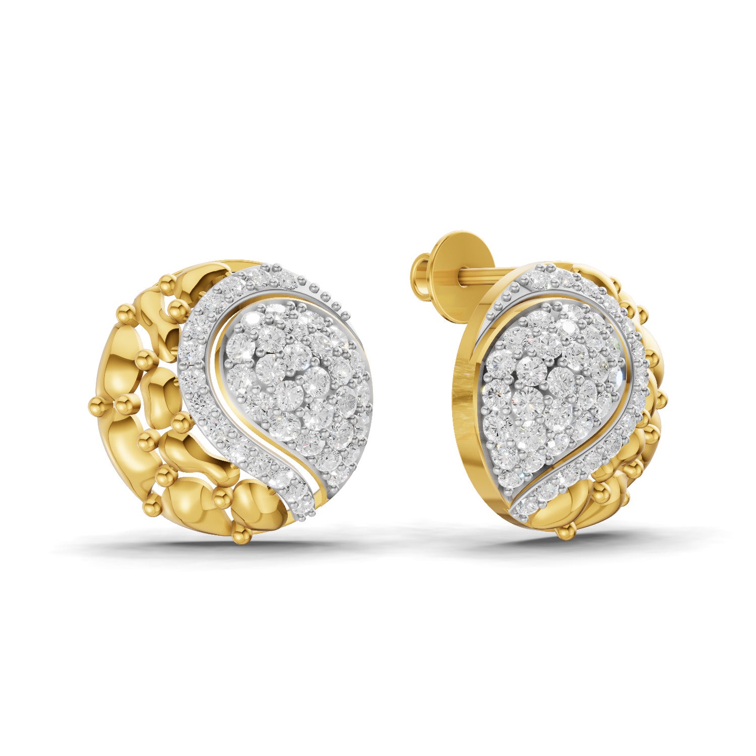 Lab Grown Diamond Earrings 1.02 Carat IGI Certified Round Shape F-G VS | 925 Sterling Silver Gold Plated Fashion Earrings