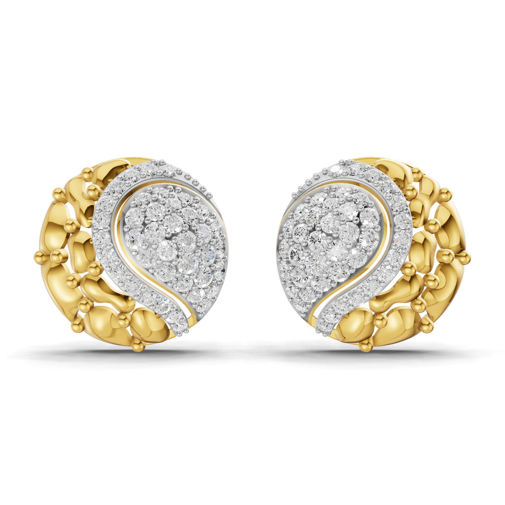 Lab Grown Diamond Earrings 1.02 Carat IGI Certified Round Shape F-G VS | 925 Sterling Silver Gold Plated Fashion Earrings