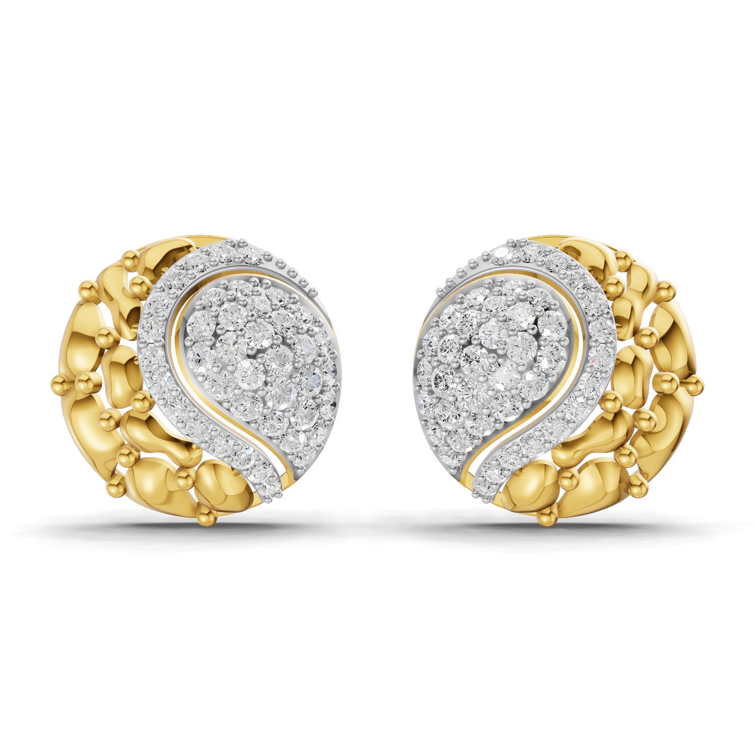 Lab Grown Diamond Earrings 1.02 Carat IGI Certified Round Shape F-G VS | 925 Sterling Silver Gold Plated Fashion Earrings