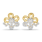 Lab Grown Diamond Earrings 0.62 Carat IGI Certified Round Shape F-G VS Quality| 925 Sterling Silver Gold Plated Diamond Cluster Earrings