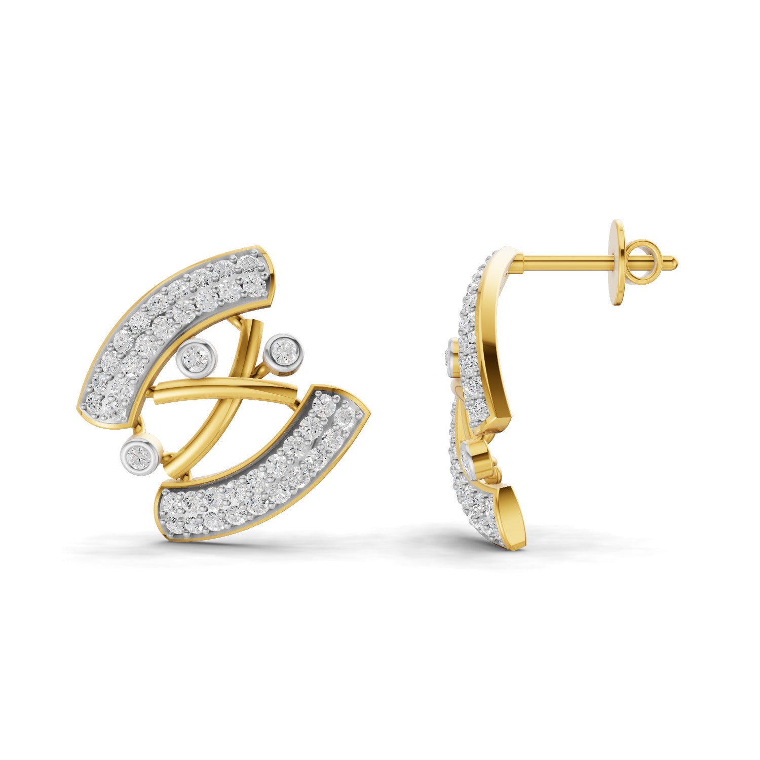 Lab Grown Diamond Earrings 1.34 Carat IGI Certified Round Shape F-G VS | 925 Sterling Silver Gold Plated Fashion Earrings