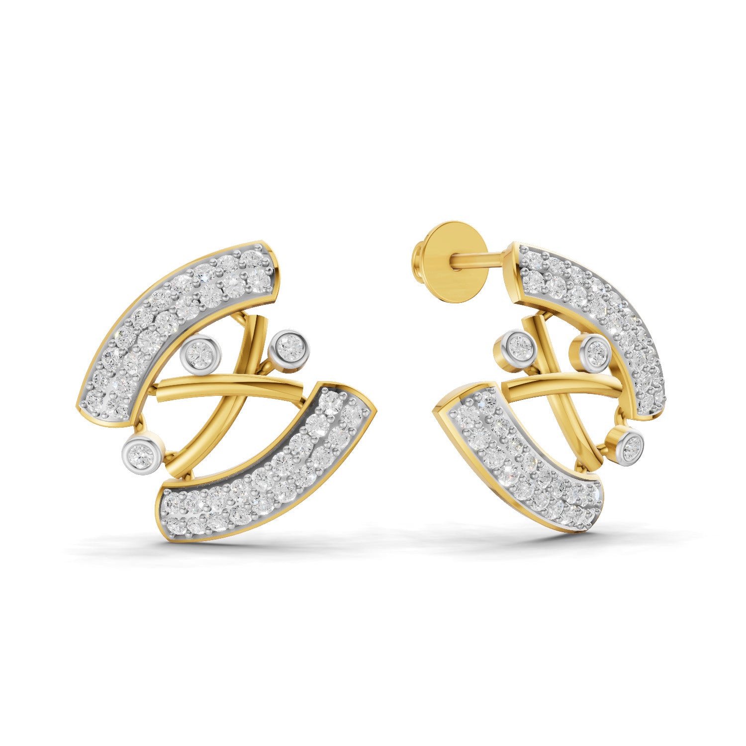 Lab Grown Diamond Earrings 1.34 Carat IGI Certified Round Shape F-G VS | 925 Sterling Silver Gold Plated Fashion Earrings