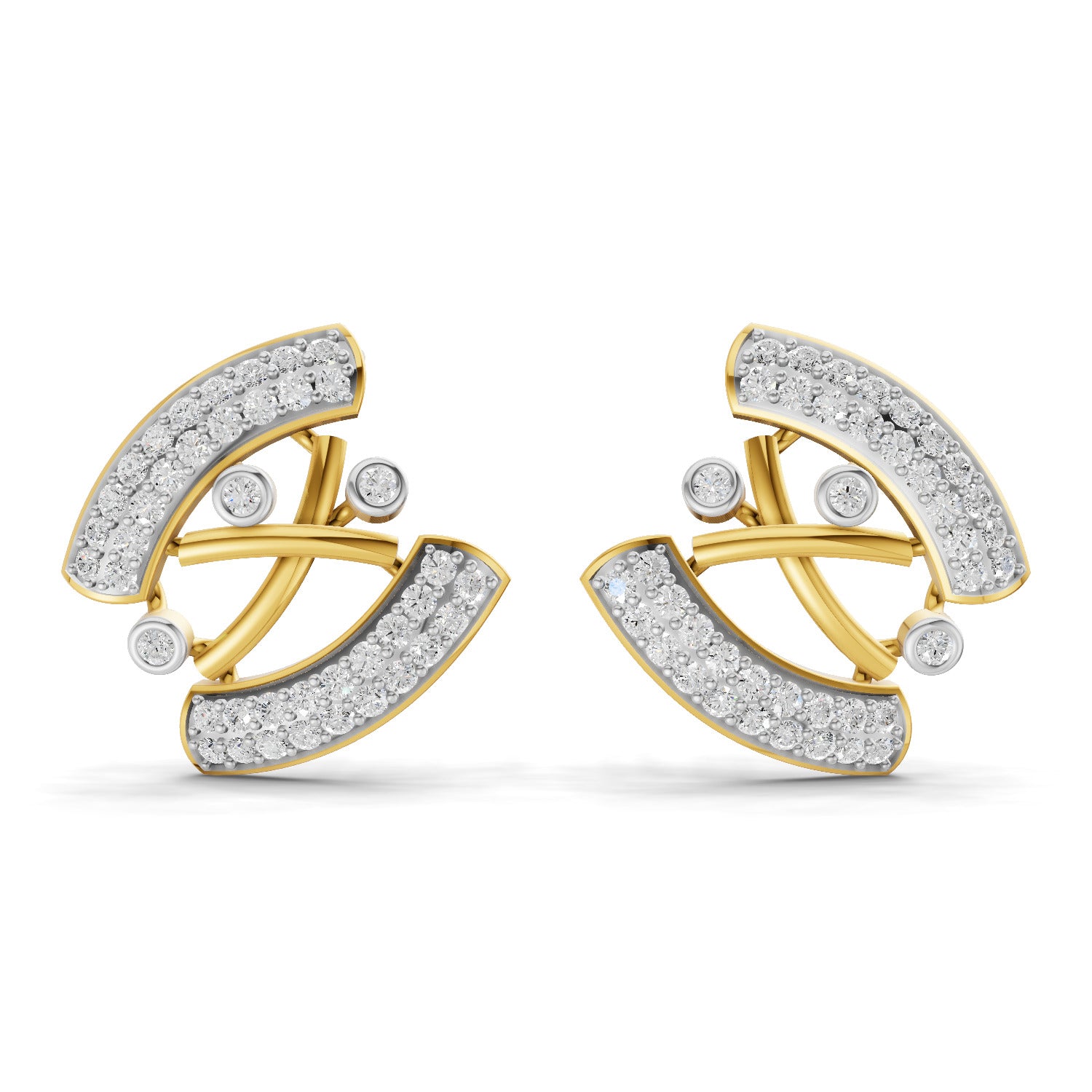 Lab Grown Diamond Earrings 1.34 Carat IGI Certified Round Shape F-G VS | 925 Sterling Silver Gold Plated Fashion Earrings