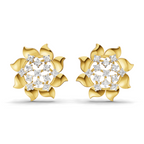 Lab Grown Diamond Earrings 0.36 Carat IGI Certified Round Shape F-G VS Quality| 925 Sterling Silver Gold Plated Diamond Petal Bloom Delight Earrings