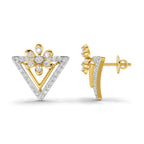 Lab Grown Diamond Earrings 0.72 Carat IGI Certified Round Shape F-G VS | 925 Sterling Silver Gold Plated Floral Earrings