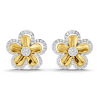 Lab Grown Diamond Earrings 1.06 Carat Round Shape F-G VS Quality| 925 Sterling Silver Gold Plated Diamond Flora Earrings