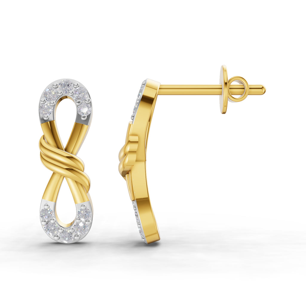 Lab Grown Diamond Earrings 0.54 Carat IGI Certified Round Shape F-G VS | 925 Sterling Silver Yellow Gold Plated Infinity Earrings