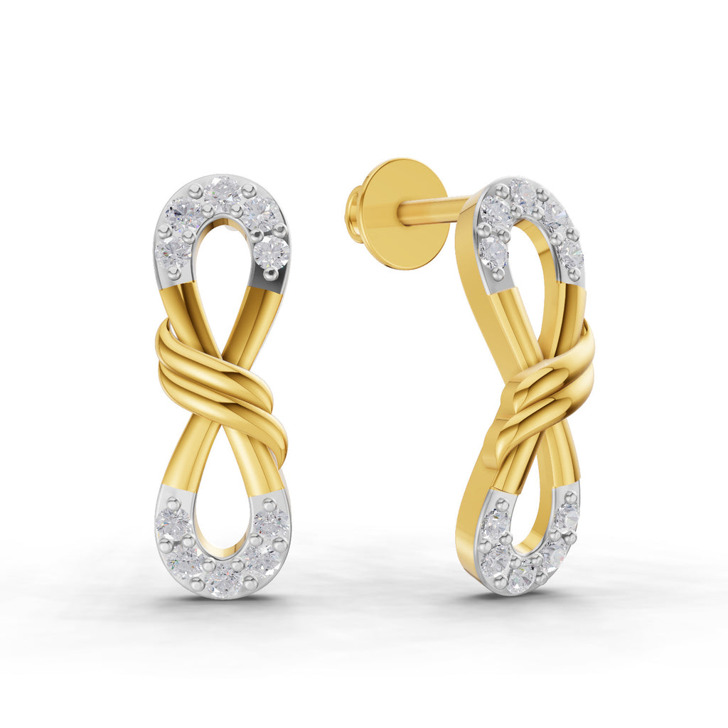 Lab Grown Diamond Earrings 0.54 Carat IGI Certified Round Shape F-G VS | 925 Sterling Silver Yellow Gold Plated Infinity Earrings