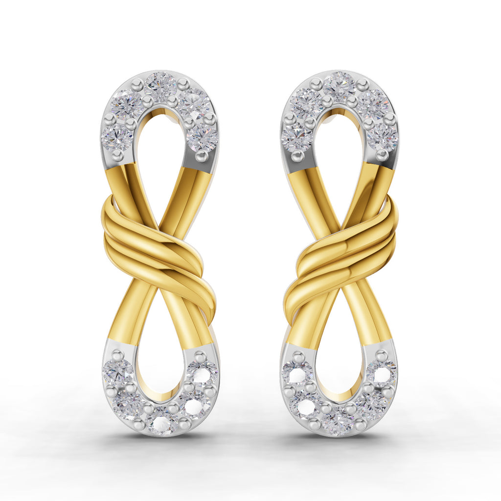 Lab Grown Diamond Earrings 0.54 Carat IGI Certified Round Shape F-G VS | 925 Sterling Silver Yellow Gold Plated Infinity Earrings