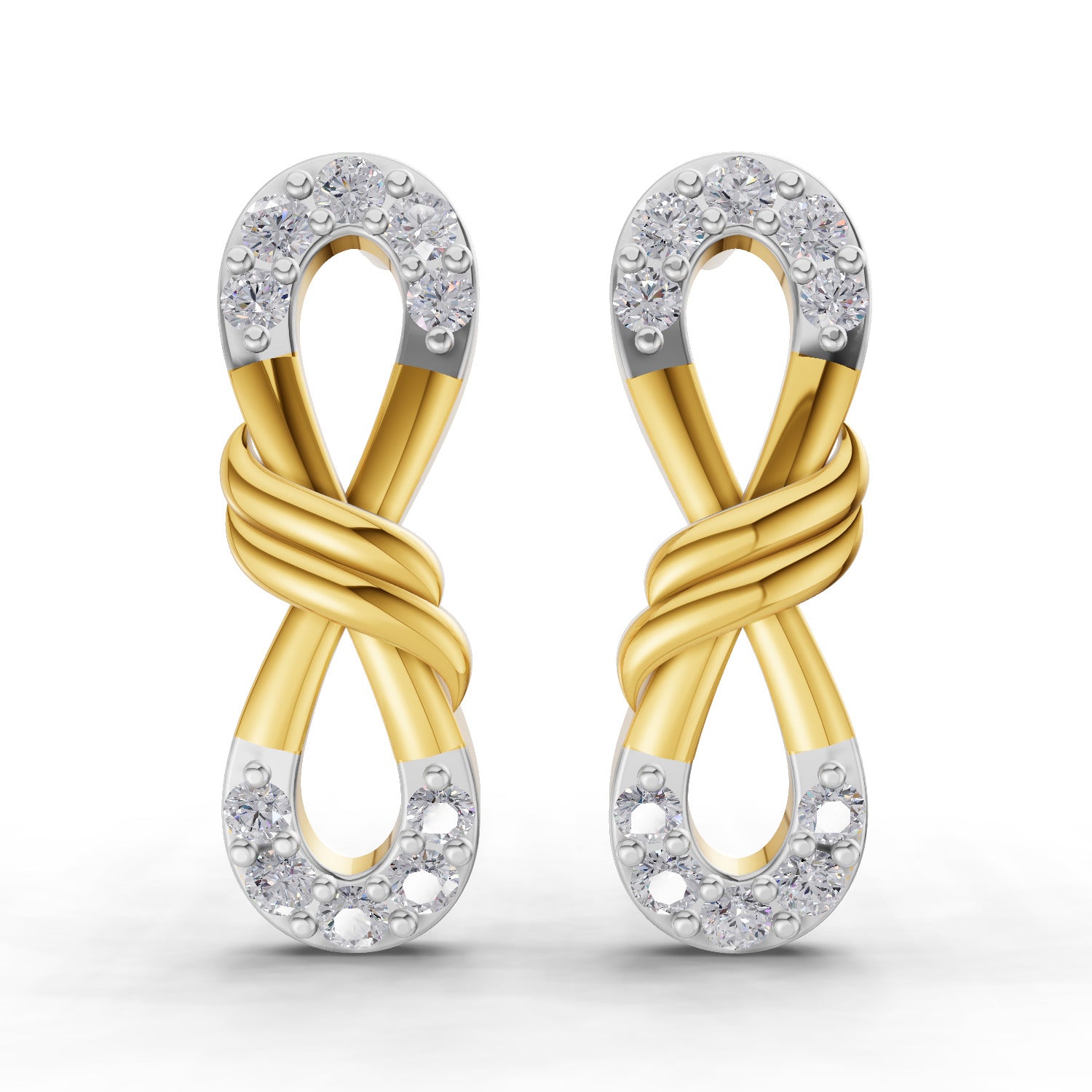 Lab Grown Diamond Earrings 0.54 Carat IGI Certified Round Shape F-G VS | 925 Sterling Silver Yellow Gold Plated Infinity Earrings