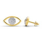 Lab Grown Diamond Earrings 0.3 Carat IGI Certified Round Shape F-G VS | 925 Sterling Silver Gold Plated Evil Eye Earrings