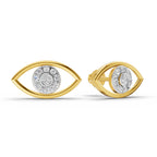 Lab Grown Diamond Earrings 0.3 Carat IGI Certified Round Shape F-G VS | 925 Sterling Silver Gold Plated Evil Eye Earrings