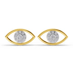 Lab Grown Diamond Earrings 0.3 Carat IGI Certified Round Shape F-G VS | 925 Sterling Silver Gold Plated Evil Eye Earrings