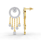 Lab Grown Diamond Earrings 1.56 Carat IGI Certified Round Shape F-G VS | 925 Sterling Silver Yellow Gold Plated Dream Catcher Earrings
