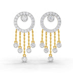 Lab Grown Diamond Earrings 1.56 Carat IGI Certified Round Shape F-G VS | 925 Sterling Silver Yellow Gold Plated Dream Catcher Earrings