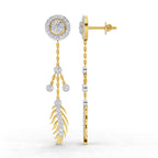 Lab Grown Diamond Earrings 0.82 Carat IGI Certified Round Shape F-G VS | 925 Sterling Silver Yellow Gold Plated Dream Catcher Earrings