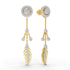 Lab Grown Diamond Earrings 0.82 Carat IGI Certified Round Shape F-G VS | 925 Sterling Silver Yellow Gold Plated Dream Catcher Earrings