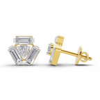 Lab Grown Diamond Earrings 0.67 Carat IGI Certified Round & Baguette Shape F-G VS | 925 Sterling Silver Yellow Gold Plated Fashion Earrings