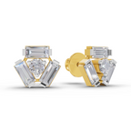 Lab Grown Diamond Earrings 0.67 Carat IGI Certified Round & Baguette Shape F-G VS | 925 Sterling Silver Yellow Gold Plated Fashion Earrings