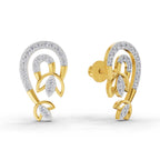 Lab Grown Diamond Earrings 0.52 Carat IGI Certified Round Shape F-G VS | 925 Sterling Silver Gold Plated Lotus Earrings