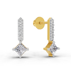 Lab Grown Diamond Earrings 0.7 Carat IGI Certified Round & Princess Shape F-G VS | 925 Sterling Silver Yellow Gold Plated Fashion Earrings