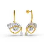 Lab Grown Diamond Earrings 0.72 Carat IGI Certified Round Shape F-G VS | 925 Sterling Silver Gold Plated Evil Eye Earrings